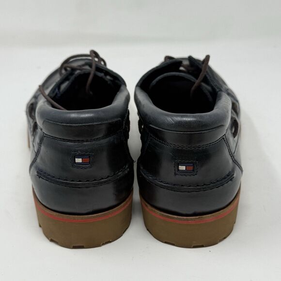 Tommy Hilfiger Lug Sole Boat Shoes Mens 11.5 Blue Leather 3 Eye Chunky Prepcore - Picture 12 of 16